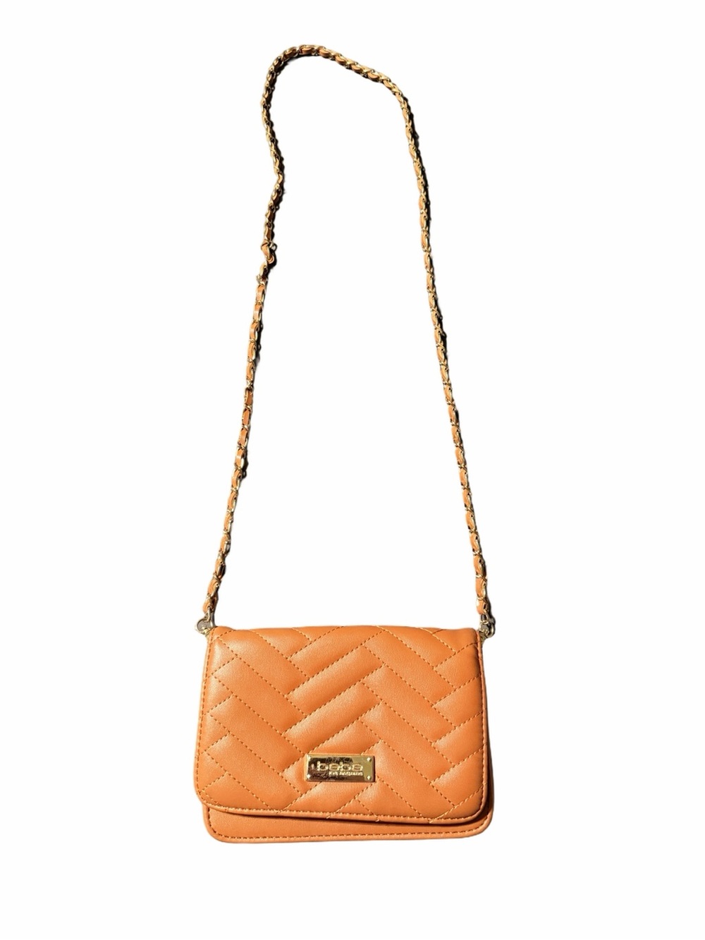 Quilted Tan Crossbody Shoulder Bag with Chain Strap